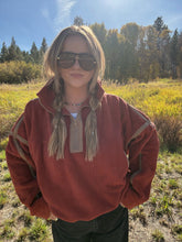 Load image into Gallery viewer, FUZZY QUARTER ZIP - brick/brown