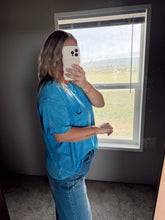 Load image into Gallery viewer, Slouchy Pocket Tee - ice blue