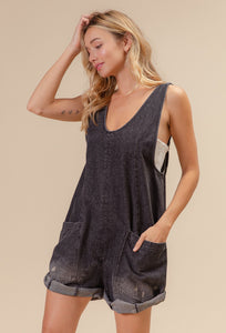 Denim Shortalls - charcoal