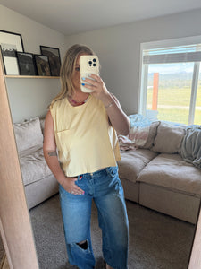 Dusty yellow boxy tank