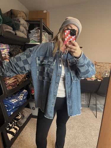 Checkered Denim Shacket