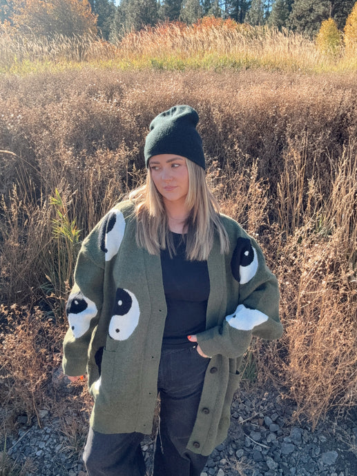 YIN YANG CARDI - army green
