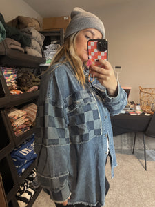 Checkered Denim Shacket