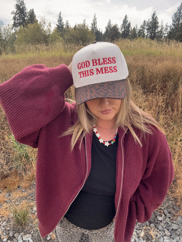 GOD BLESS THIS MESS LEOPARD TRUCKER