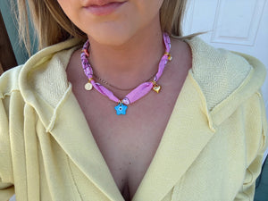 BOHO PINK BANDANA NECKLACE