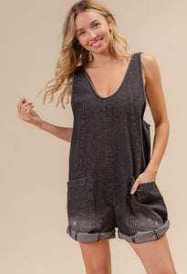 Denim Shortalls - charcoal