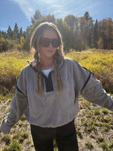 Load image into Gallery viewer, FUZZY QUARTER ZIP - grey/black