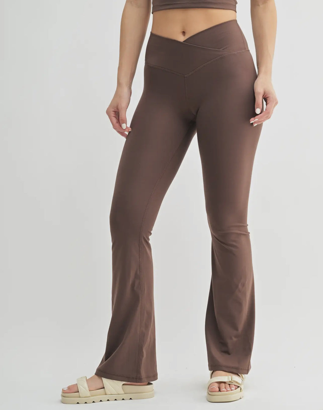 Chocolate crossover flare leggings