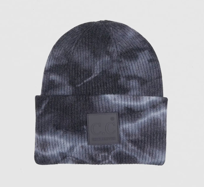 GREY TIE DYE BEANIE