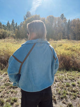 Load image into Gallery viewer, FUZZY QUARTER ZIP - blue/brown