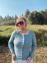 Load image into Gallery viewer, RIBBED BUTTON DOWN LONG SLEEVE - slate blue