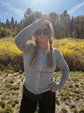Load image into Gallery viewer, RIBBED BUTTON DOWN LONG SLEEVE - grey