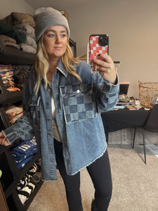 Checkered Denim Shacket