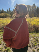 Load image into Gallery viewer, FUZZY QUARTER ZIP - brick/brown