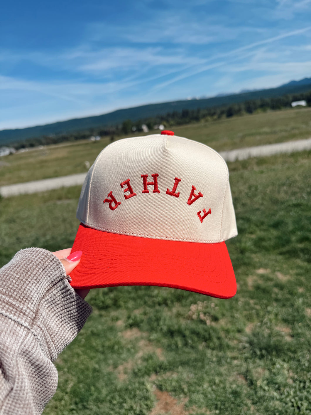 FATHER UPSIDE DOWN TRUCKER - red